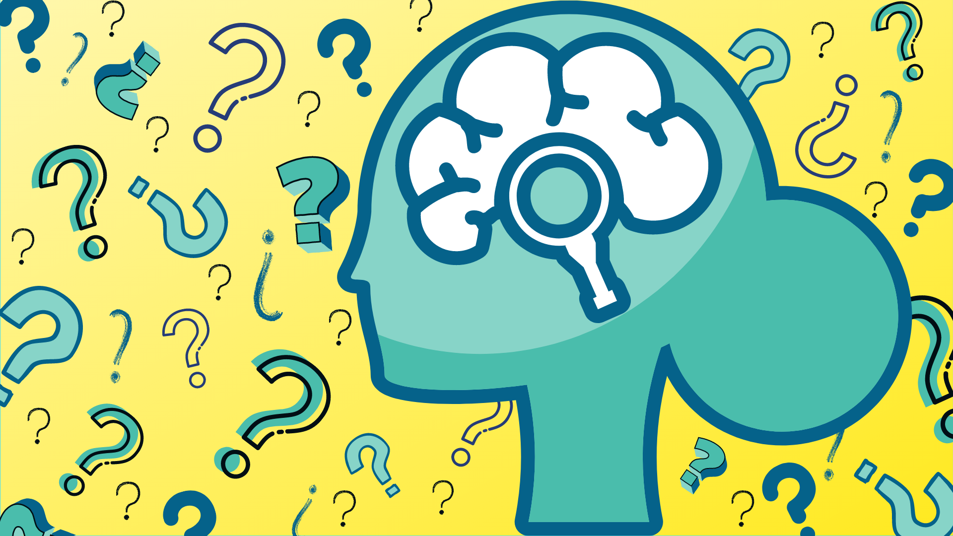 Person with brain and question marks; are you a critical thinker