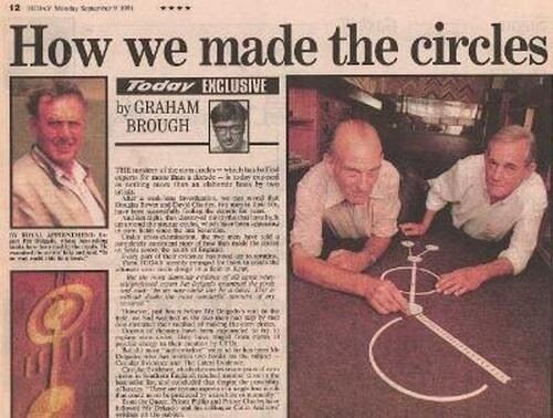 Newspaper from 1991 showing how Doug Bower and Dave Chorley had made crop circles