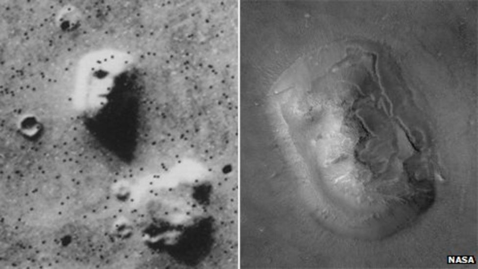 Face on Mars in 1976 and a more recent close-up